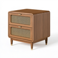 Comodino 60 x 40 x 65 cm in legno marrone con rattan - 2 cassetti stile retrò