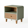 Comodino 50 x 40 x 60 cm in legno verde salvia con cassetto stile moderno