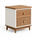 Comodino 50 x 40 x 60 cm in legno bianco e marrone con 2 cassetti stile moderno