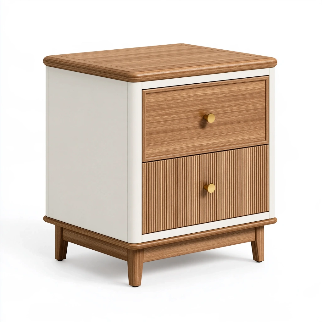 Comodino 50 x 40 x 60 cm in legno bianco e marrone con 2 cassetti stile moderno