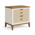 Comodino 50 x 40 x 60 cm in legno bianco e naturale con 2 cassetti stile moderno