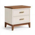 Comodino 50 x 40 x 60 cm in legno crema e marrone con 2 cassetti stile moderno