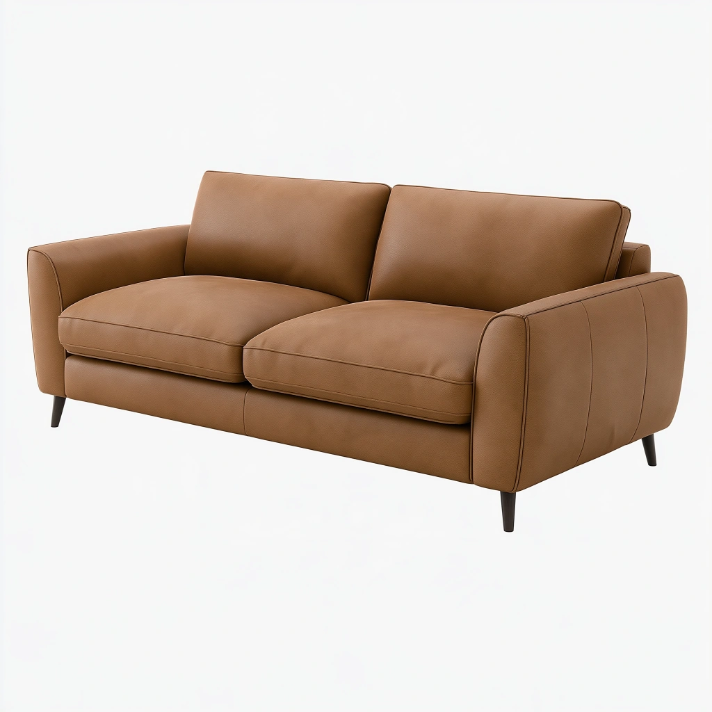 Divano 2 posti 180 cm in similpelle marrone - stile moderno con braccioli