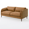 Divano 2 posti 180 cm in similpelle marrone stile moderno con piedini in legno
