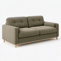 Divano 2 posti 180 x 85 x 85 cm in tessuto verde oliva con piedi in legno stile moderno