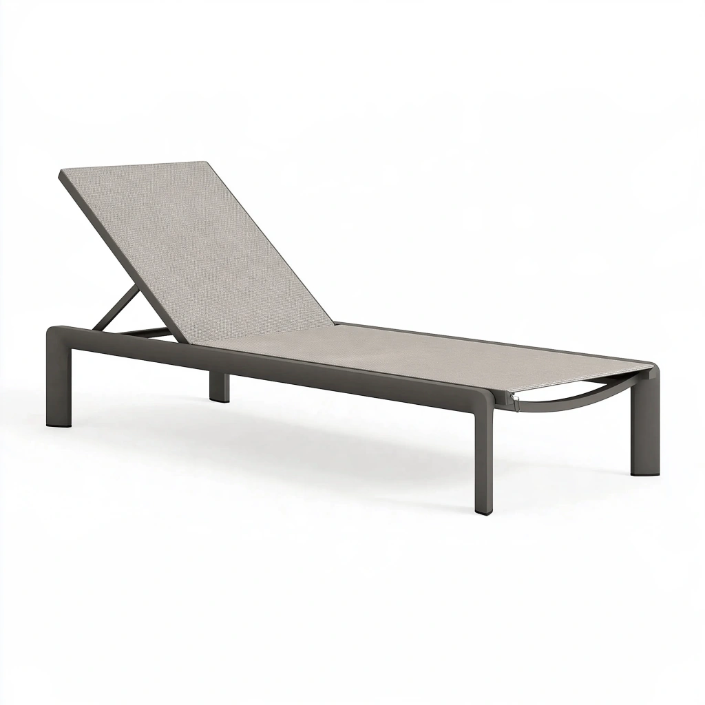 Lettino prendisole 200 x 65 cm in alluminio tortora con schienale regolabile per esterno