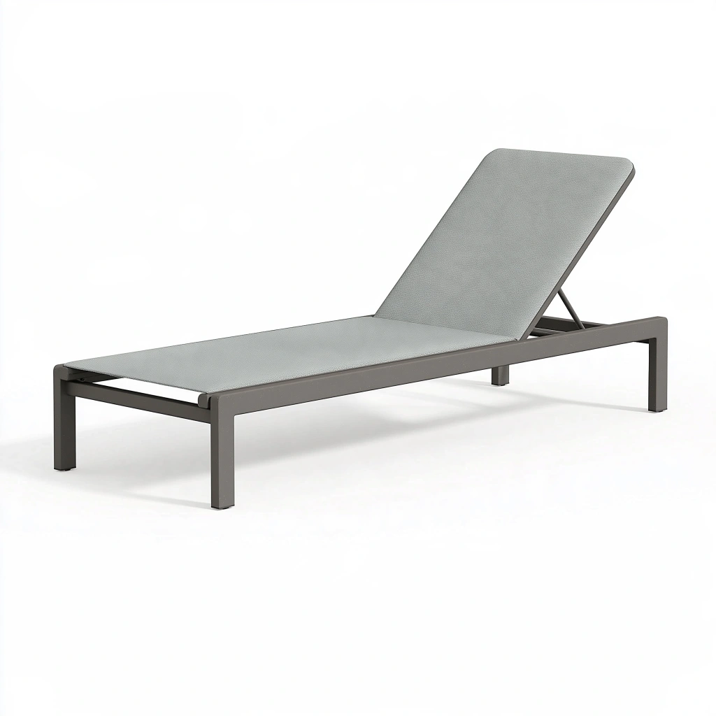 Lettino prendisole 195 x 65 cm in alluminio grigio con schienale regolabile