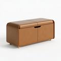 Panca contenitore 120 x 40 x 60 cm in similpelle marrone con ante - stile moderno