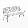 Panchina da giardino 122 cm in metallo bianco con schienale floreale