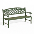 Panchina da giardino 120 x 60 x 95 cm in metallo verde con schienale decorativo