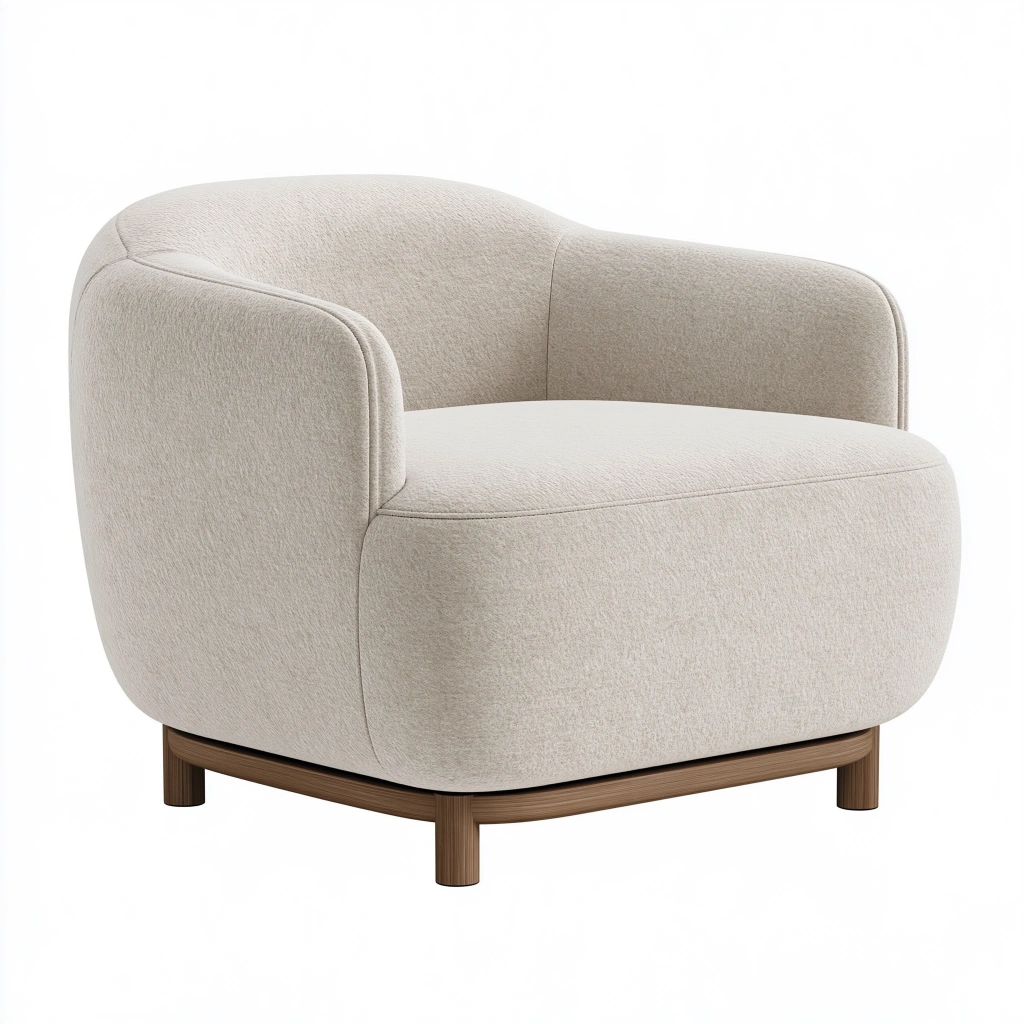 Poltrona 85 x 82 x 75 cm in tessuto beige con struttura in legno - stile moderno