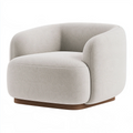 Poltrona 88 x 82 x 72 cm in tessuto bouclé beige con base in legno - stile moderno avvolgente