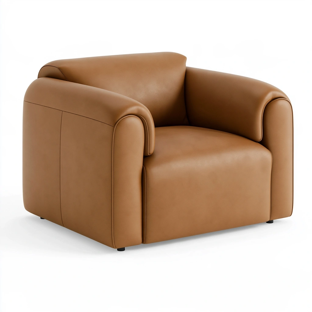 Poltrona 95 x 90 x 78 cm in similpelle marrone stile moderno
