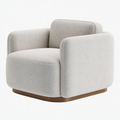 Poltrona 85 x 82 x 78 cm in tessuto beige con base in legno - stile moderno