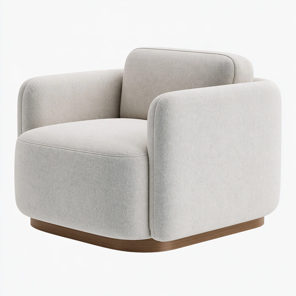 Poltrona 85 x 82 x 78 cm in tessuto beige con base in legno - stile moderno