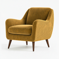 Poltrona 80 x 85 x 90 cm in velluto a coste senape con gambe in legno stile moderno