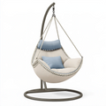 Poltrona sospesa 105 x 105 x 195 cm in corda e tessuto beige con struttura in metallo - stile contemporaneo