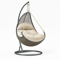 Poltrona sospesa 105 x 105 x 195 cm in metallo e intreccio sintetico grigio e beige con supporto