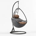 Poltrona sospesa 105 x 105 x 195 cm in metallo e fibra intrecciata grigio marrone per relax