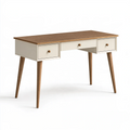 Scrivania 120 x 60 x 75 cm in legno bianco e marrone con 3 cassetti stile nordico