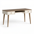 Scrivania 120 x 60 cm in legno beige e marrone con 2 cassetti stile nordico