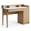 Scrivania 100 x 50 x 100 cm in legno rovere chiaro con cassetti e vano contenitore stile moderno